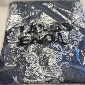 Lands' End Navy Dress with White Embroidered Floral Detail